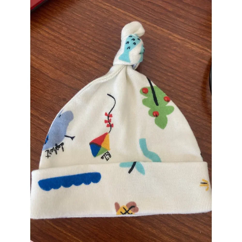 Hanna Andersson Top Knot Beanie Newborn 100% Organic Cotton Baby Hat Sunny Day
